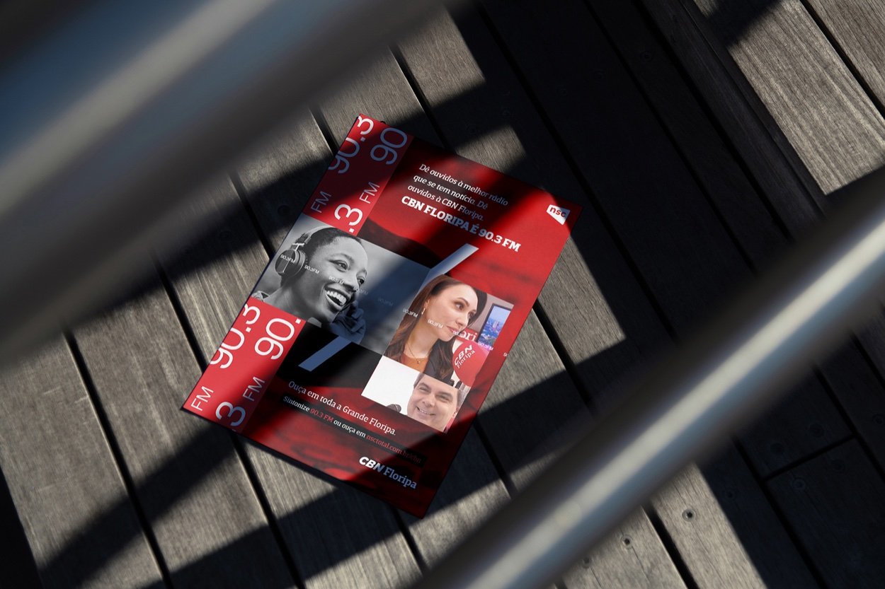 Aplicação impressa da campanha CBN Floripa