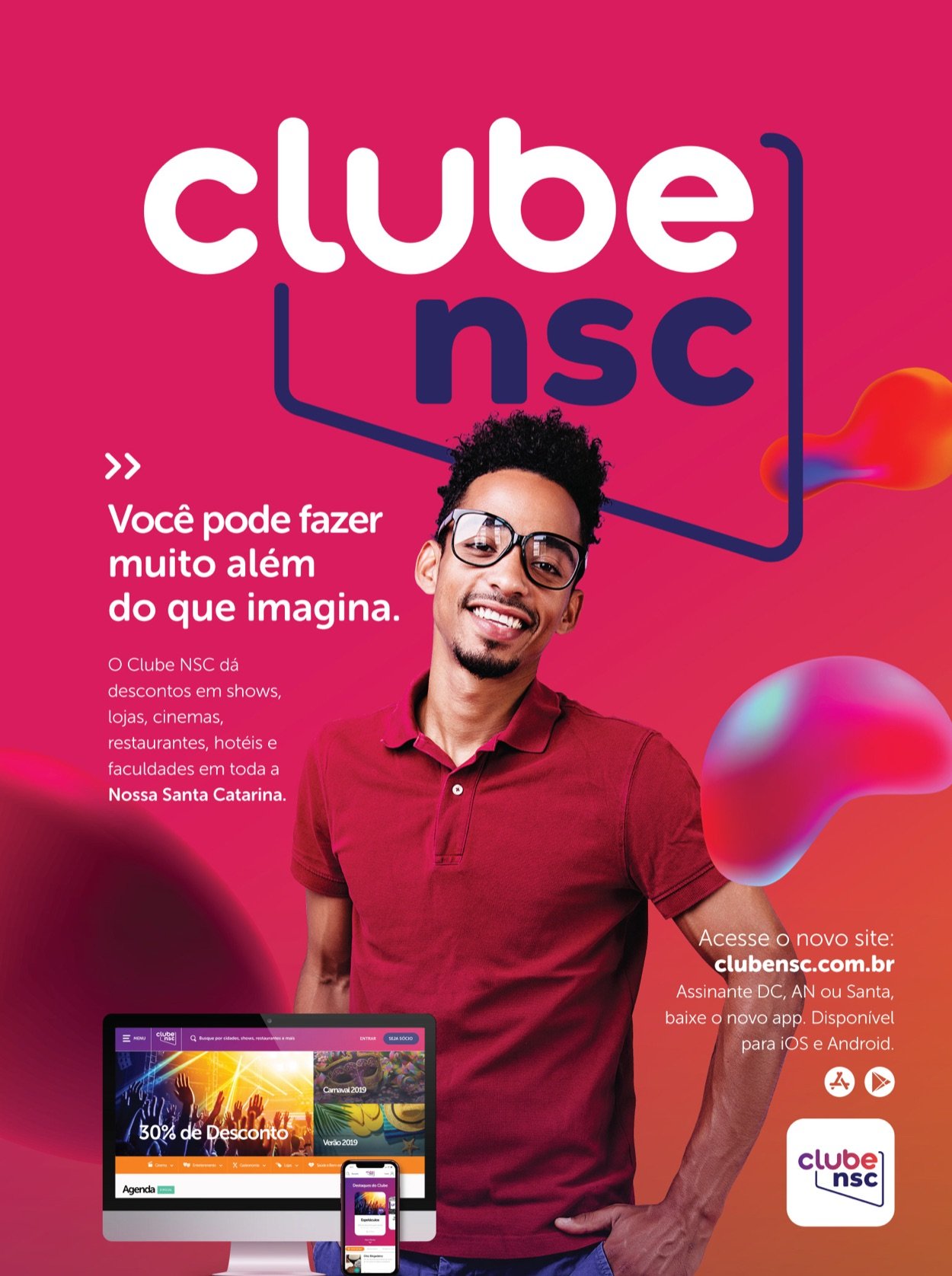 Anúncio do Clube NSC com a nova identidade