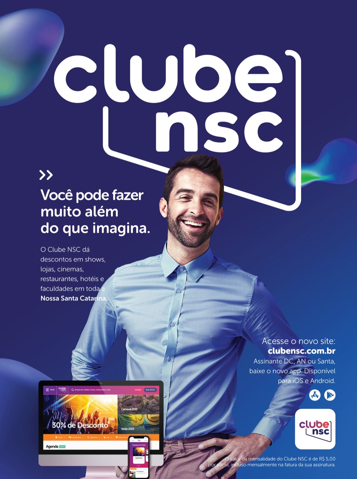 Anúncio do Clube NSC com a nova identidade