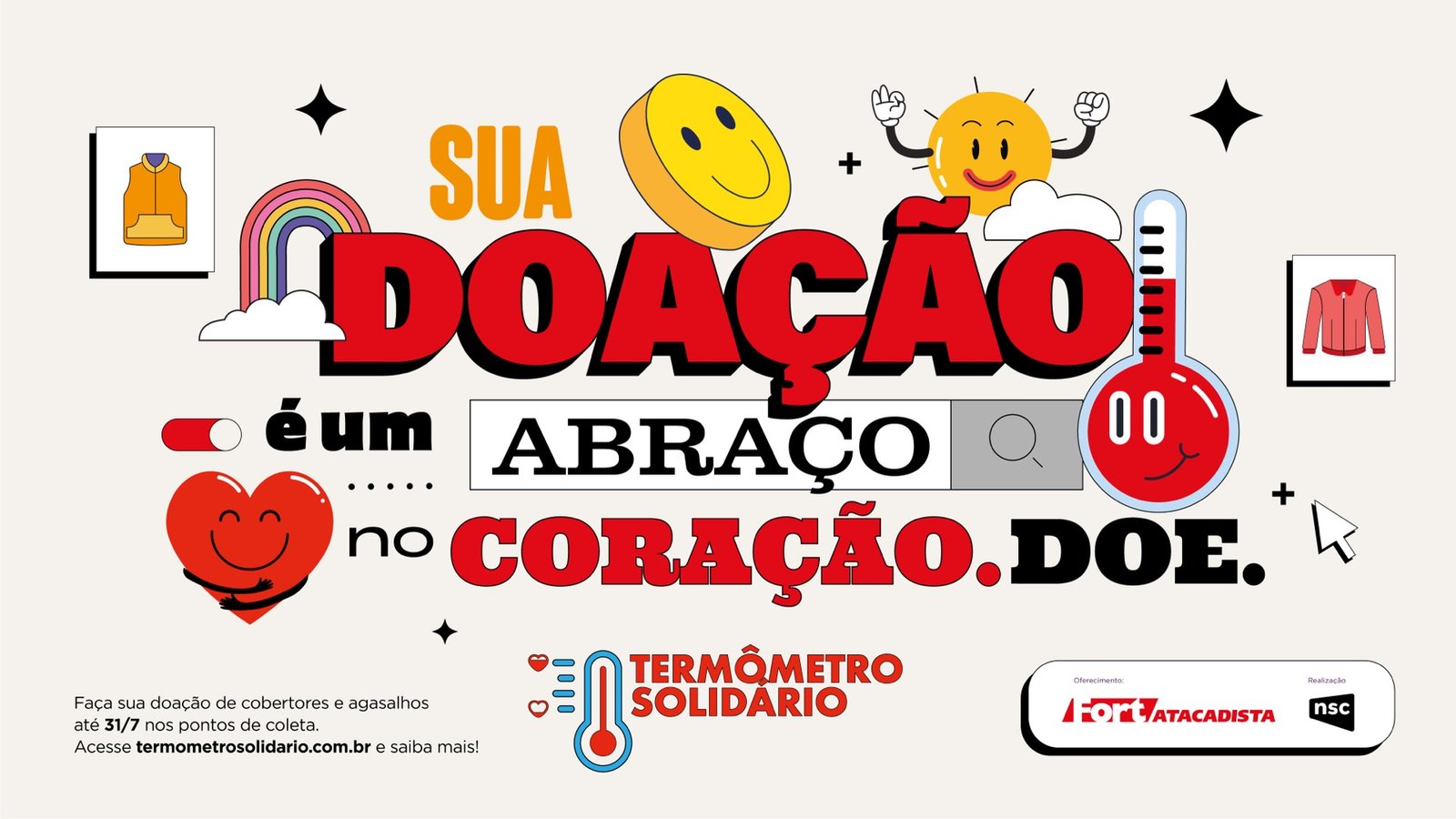 Peça gráfica — Sua doação é um abraço no coração
