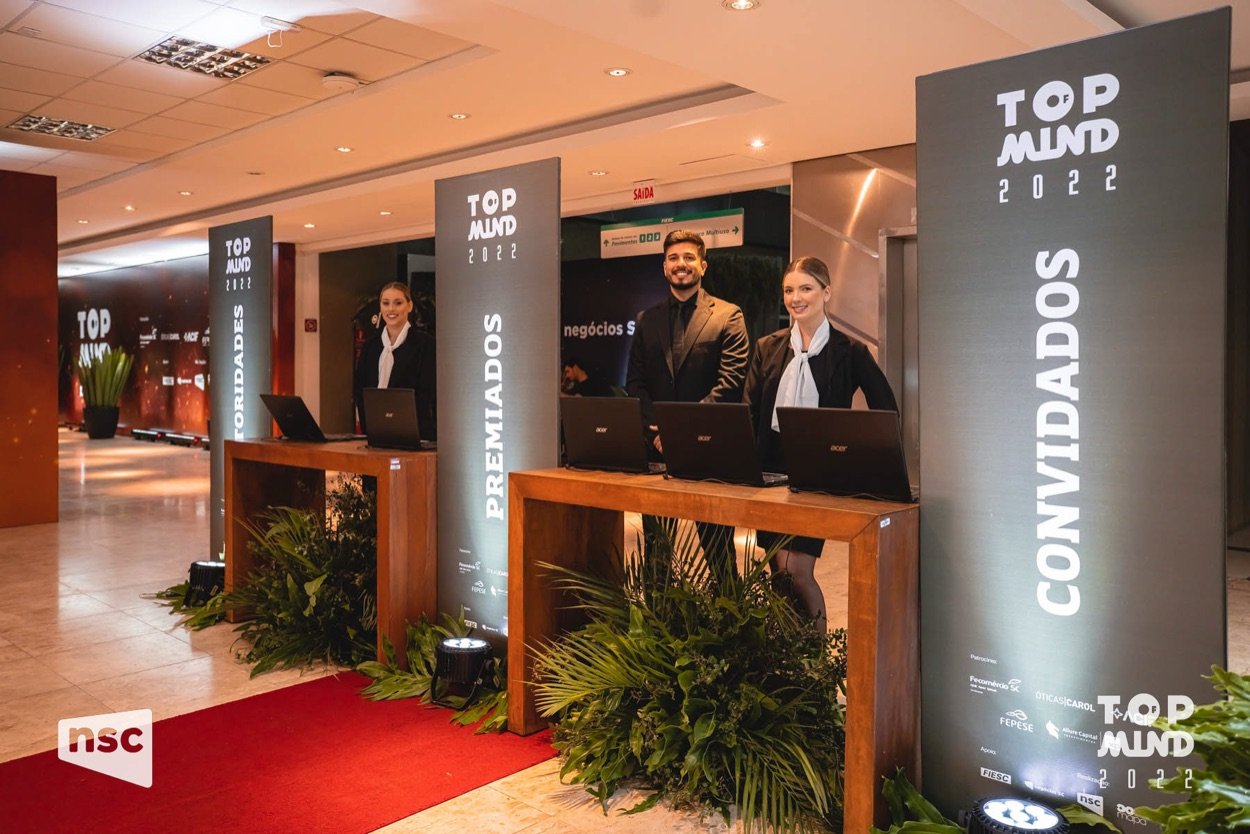 Área de credenciamento dos convidados do evento